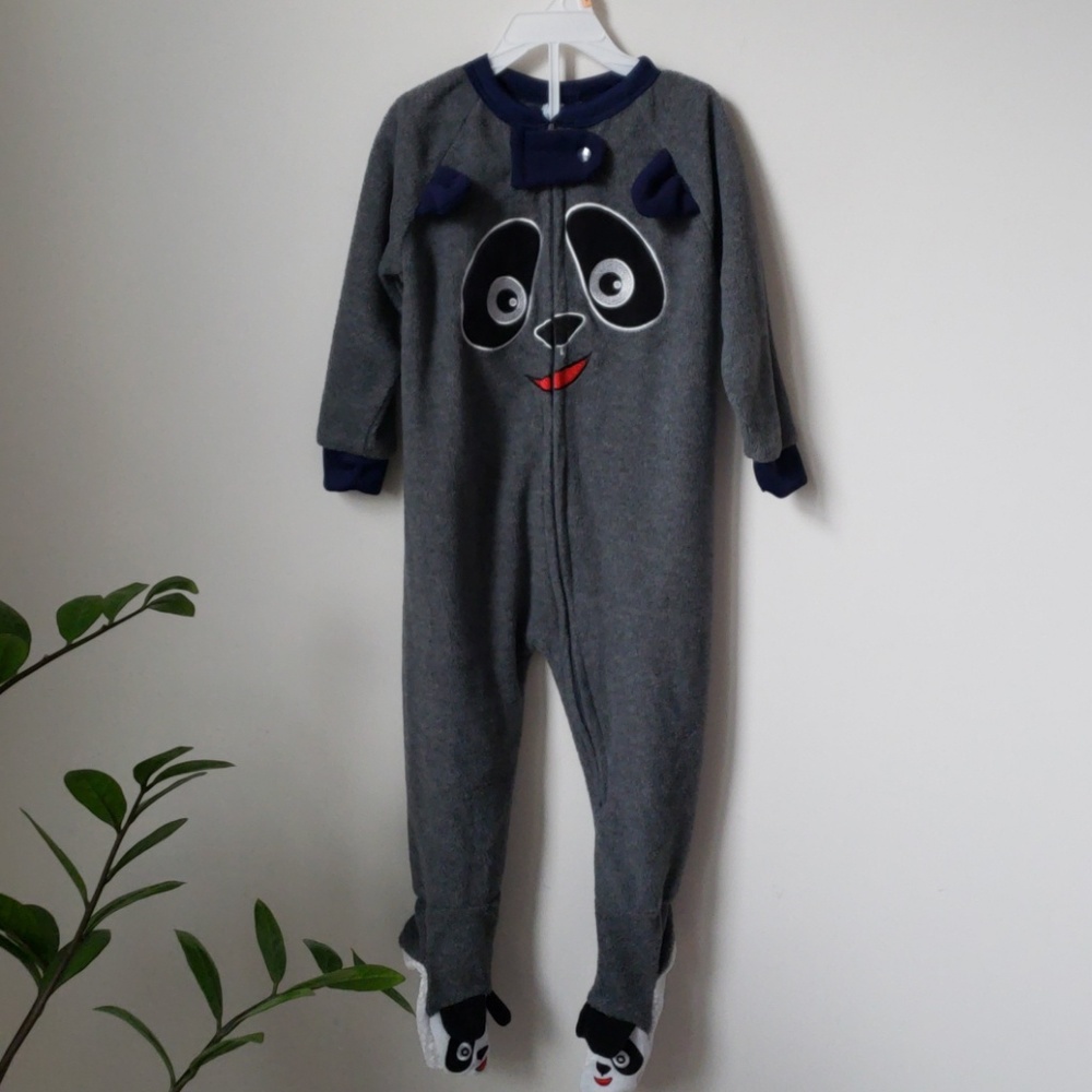 Fleece Dog Face Footed One Piece